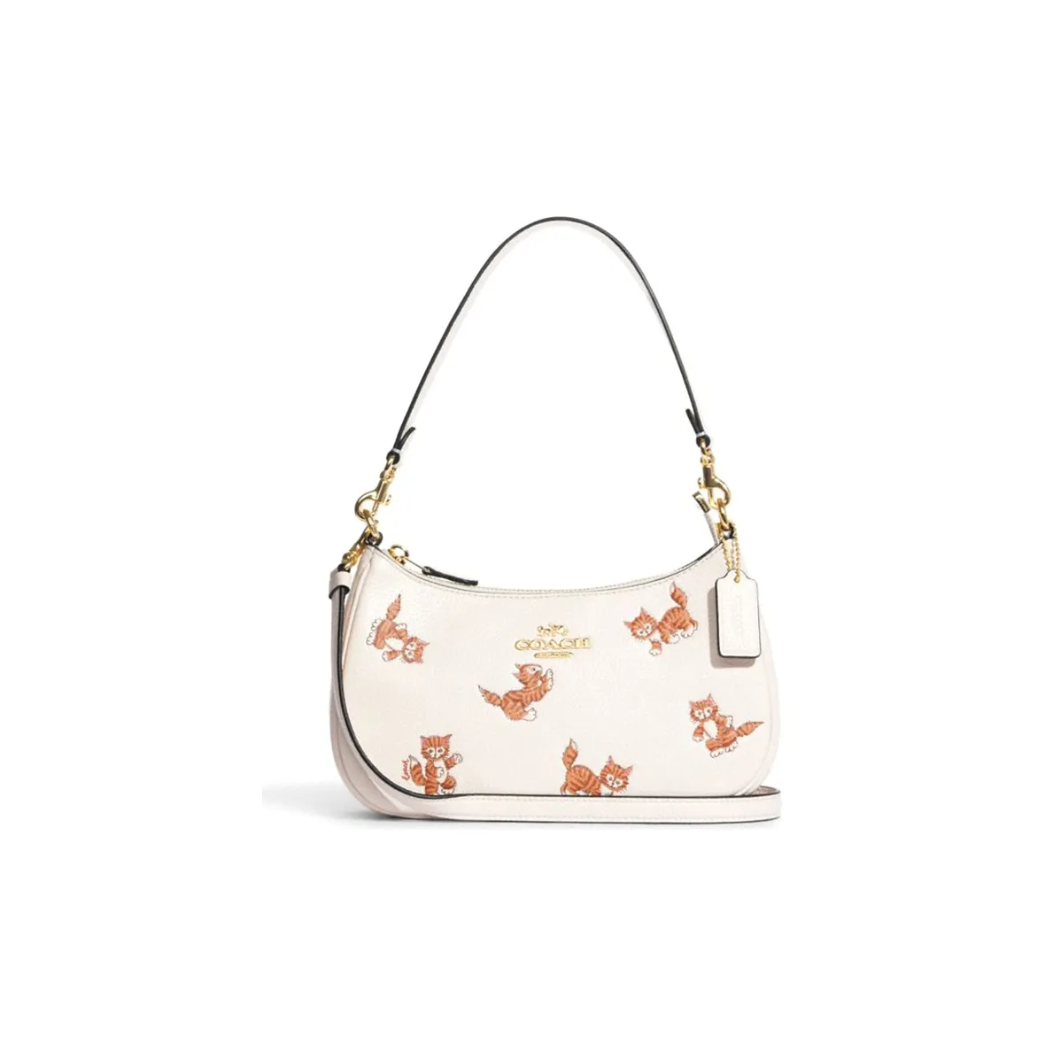 COACH Teri Cow Leather Shoulder Bag, Crossbody Bag Medium Size Women's Chalk White Print