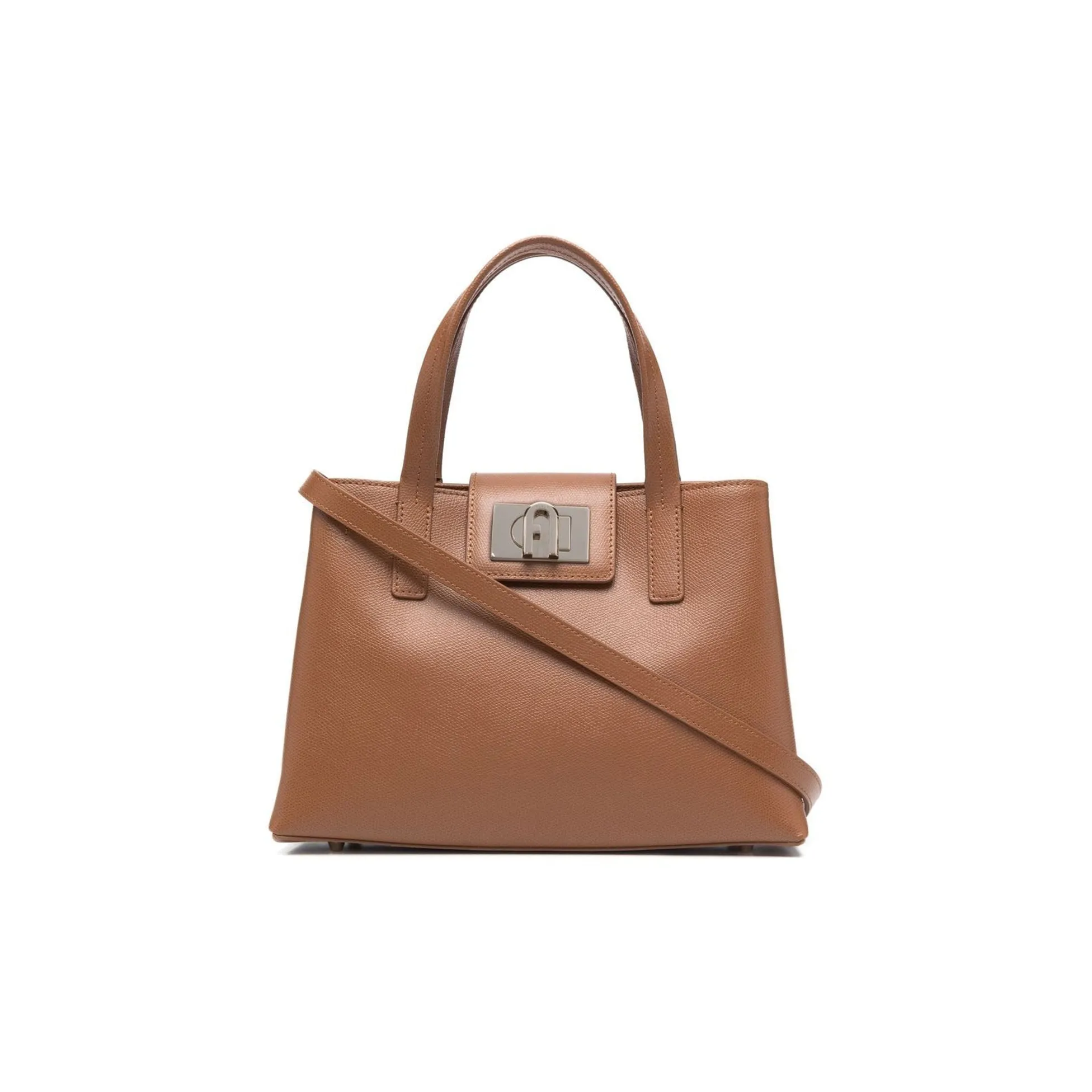 Furla Кожа Twist Замковая Сумка Тоут Сумка Сумка для покупок Сумка Сумка через плечо Женская Коричневая