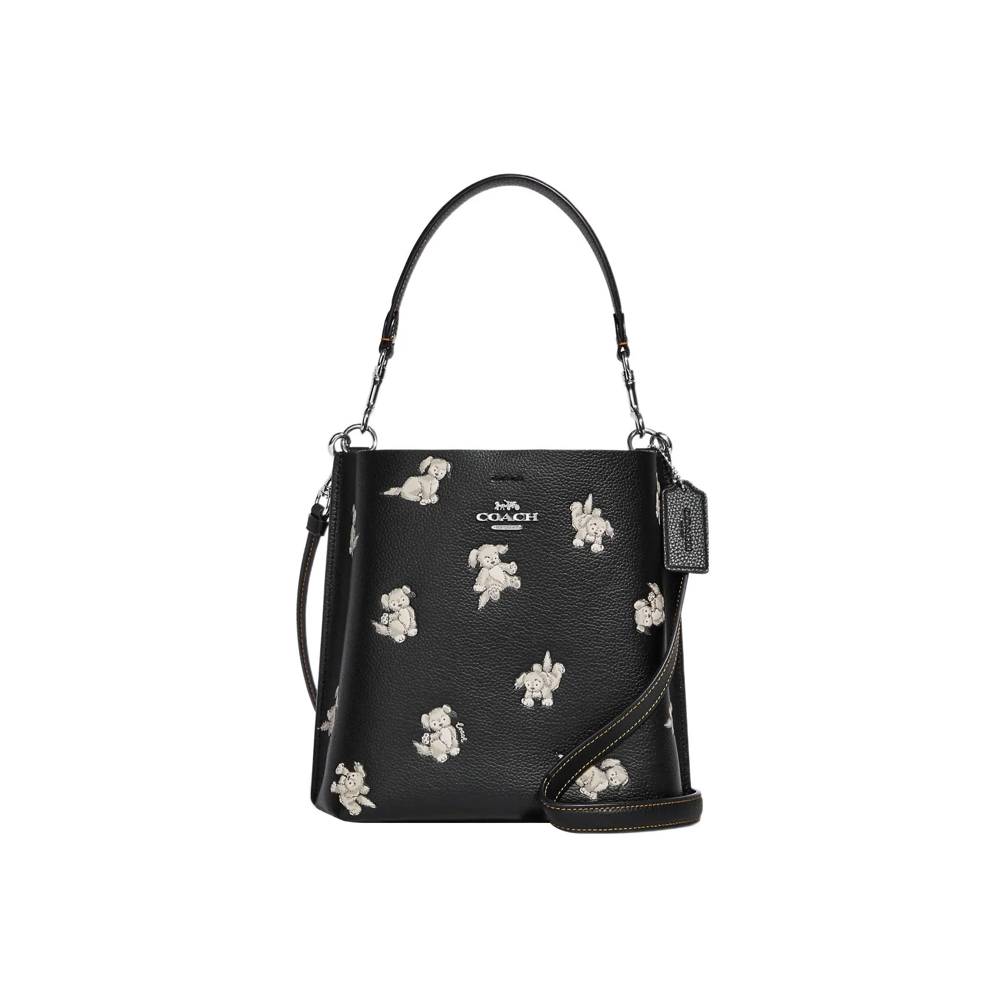 COACH Mollie Leather Bucket Bag, Handbag, Shoulder Bag, Crossbody Bag Trumpets Women's Black