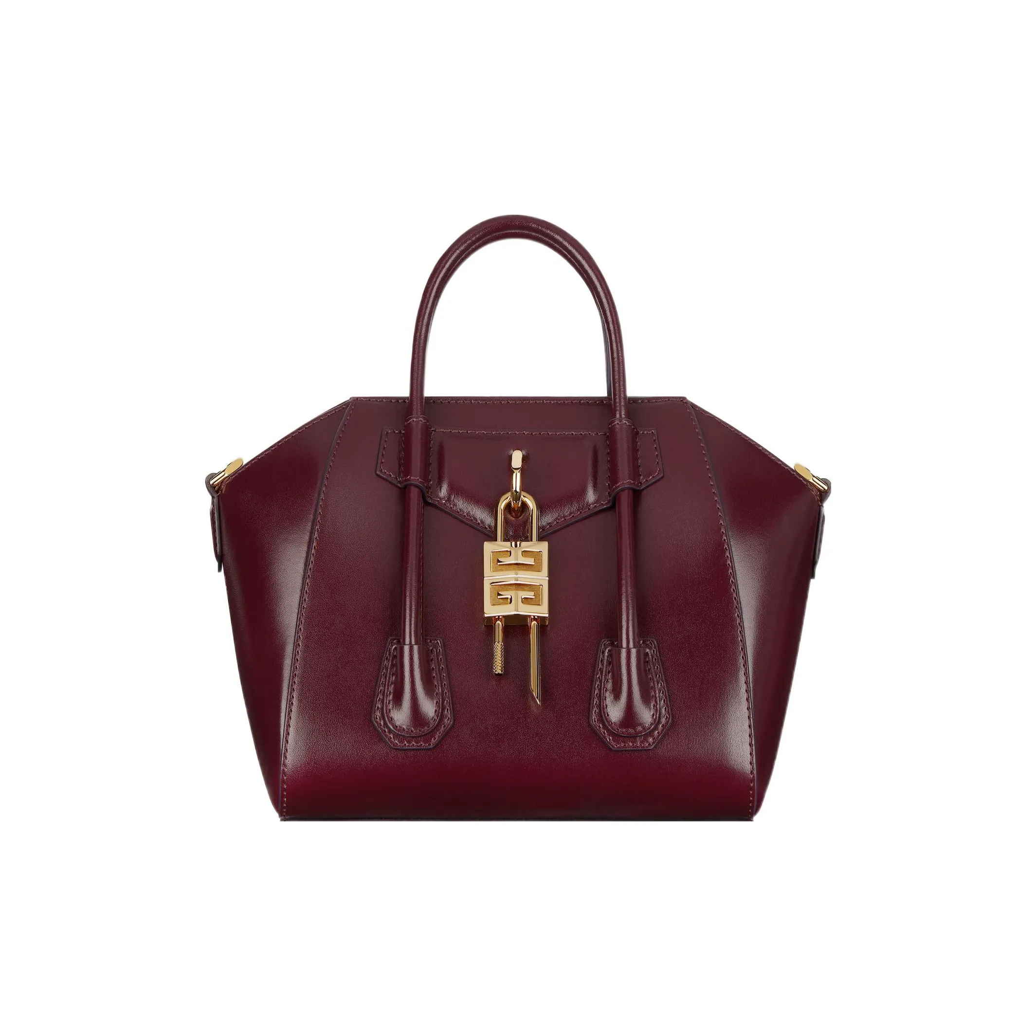 Givenchy Mini Antigona Lock Bag In Box Leather Oxblood Red