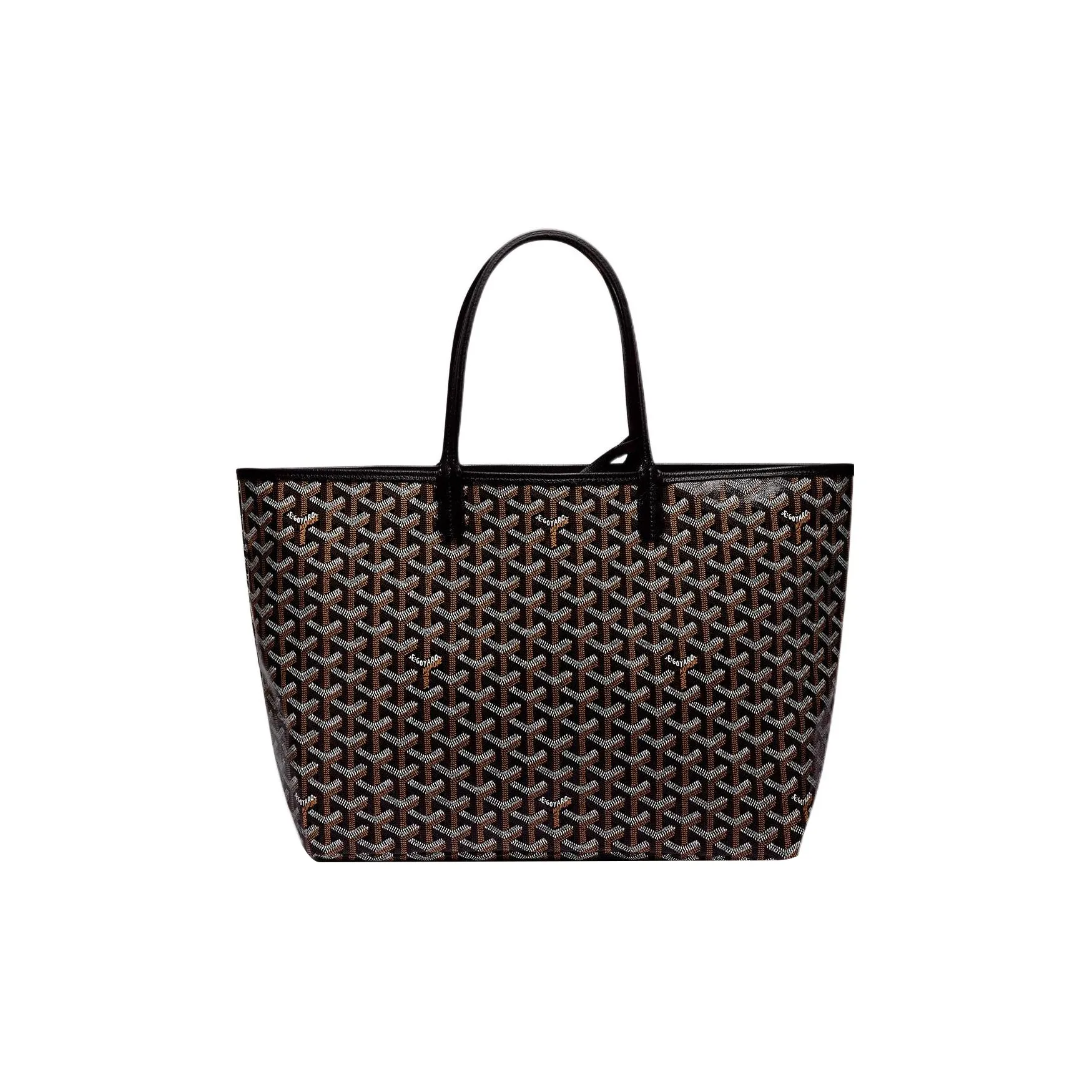 GOYARD Saint Louis Canvas With Calfskin Tote Bag Shopping Bag Handbag Shoulder Bag Small Size Unisex Black