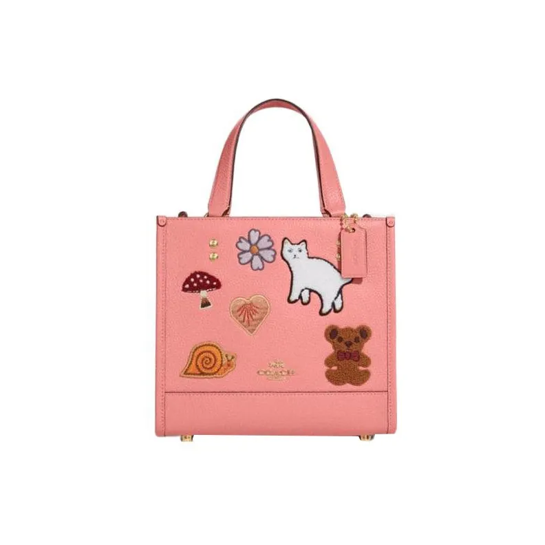 COACH Dempsey Коровья кожа Тоут Сумка Сумка для покупок Сумка через плечо Сумка Маленькая Женская Конфетно-розовая