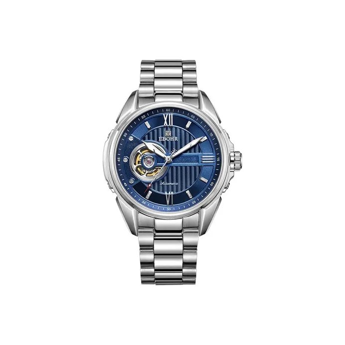EBOHR Mechanical Movement Stainless Steel Strap Watch Men's Watches Blue Dial 17020111