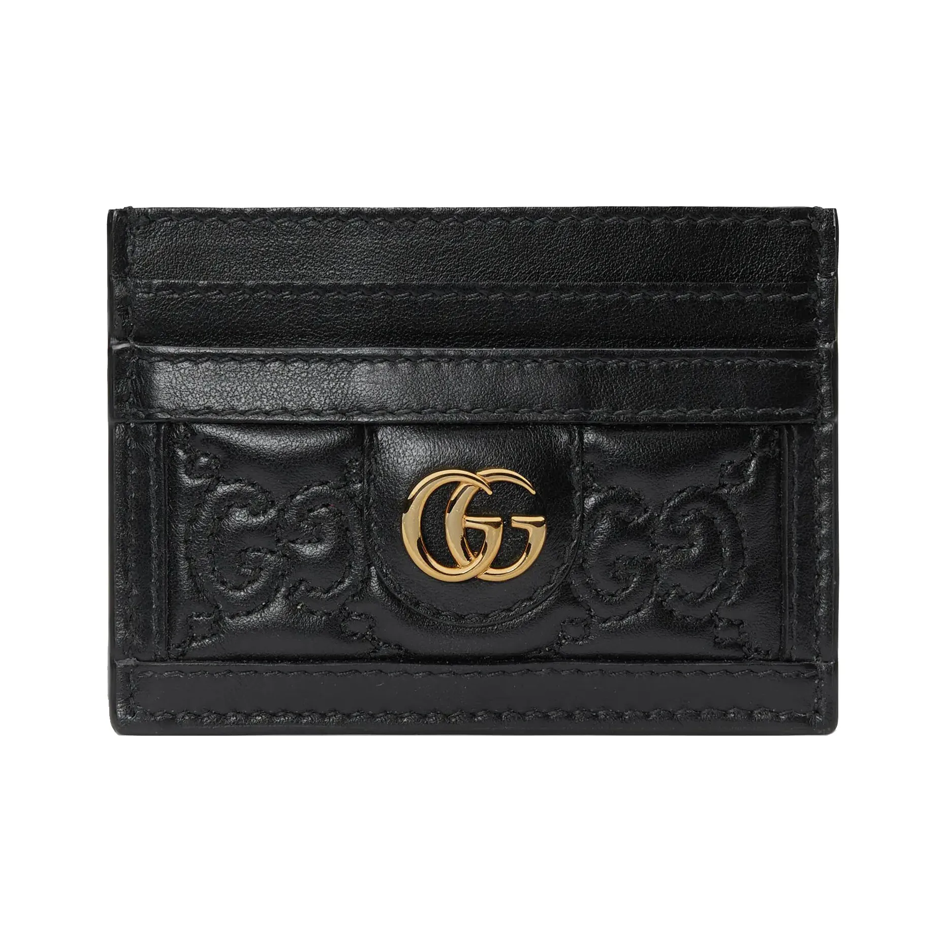 GUCCI GG Matelassé Кожа Клатч Держатель для карт Маленький Женский Черный