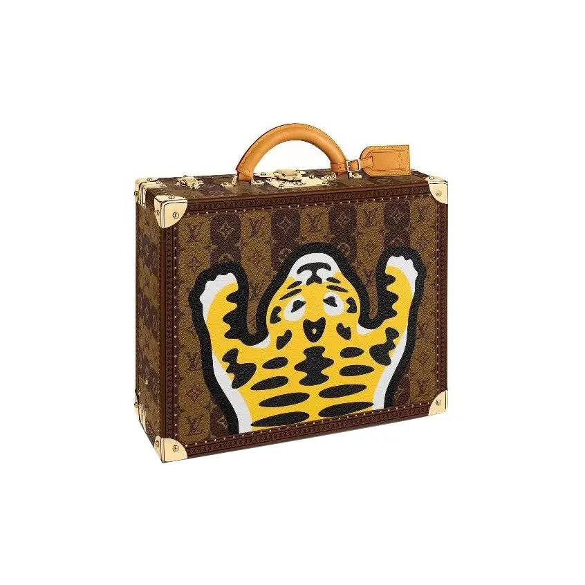 LOUIS VUITTON NIGO Collaboration Cotteville Coated Canvas With Leather Trim Storage Box Hard Case Unisex Brown