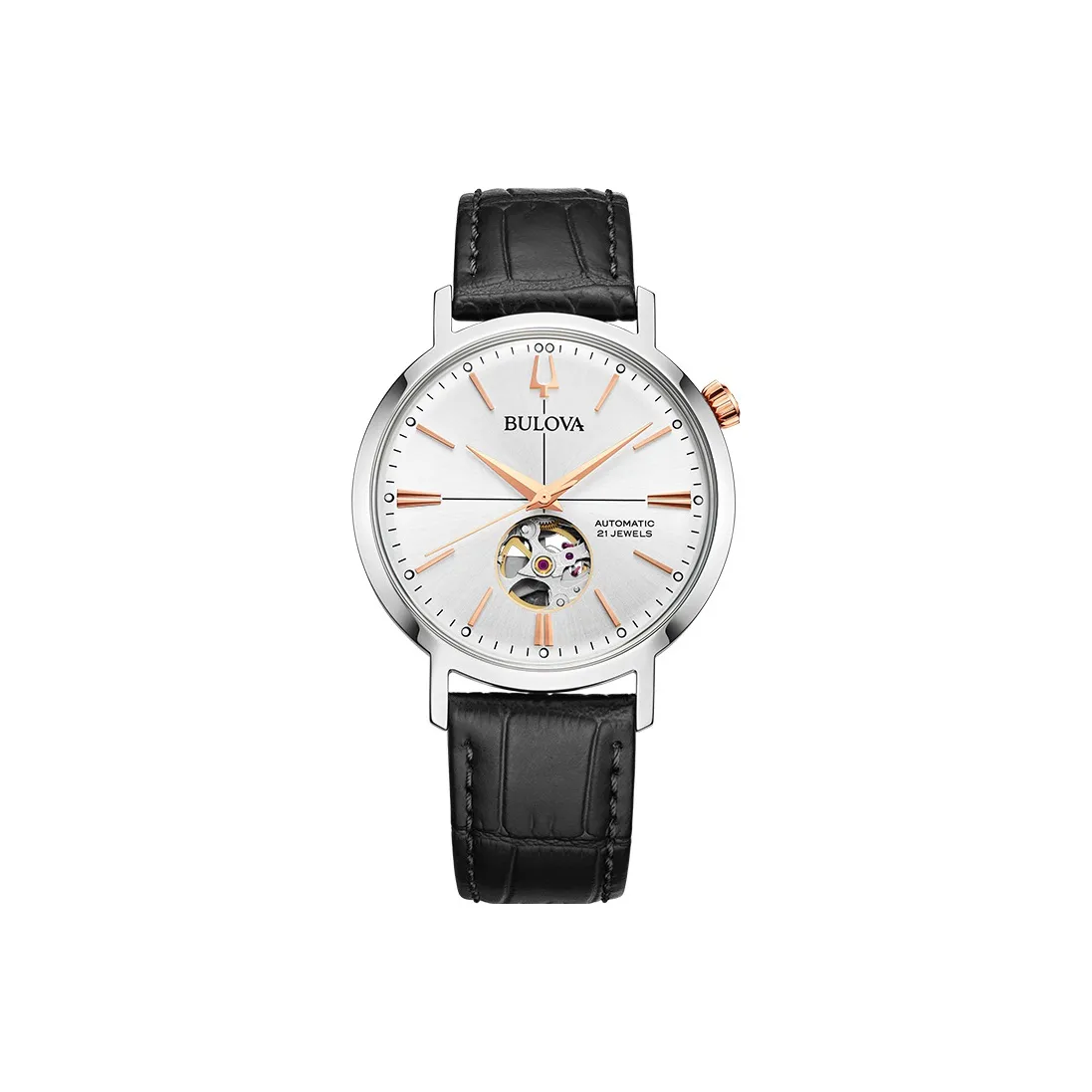 BULOVA Classic Collection Wrist Watch Mechanical Movement Leather Watch Bands 41mm Silver Dial Men's Watches 98A289
