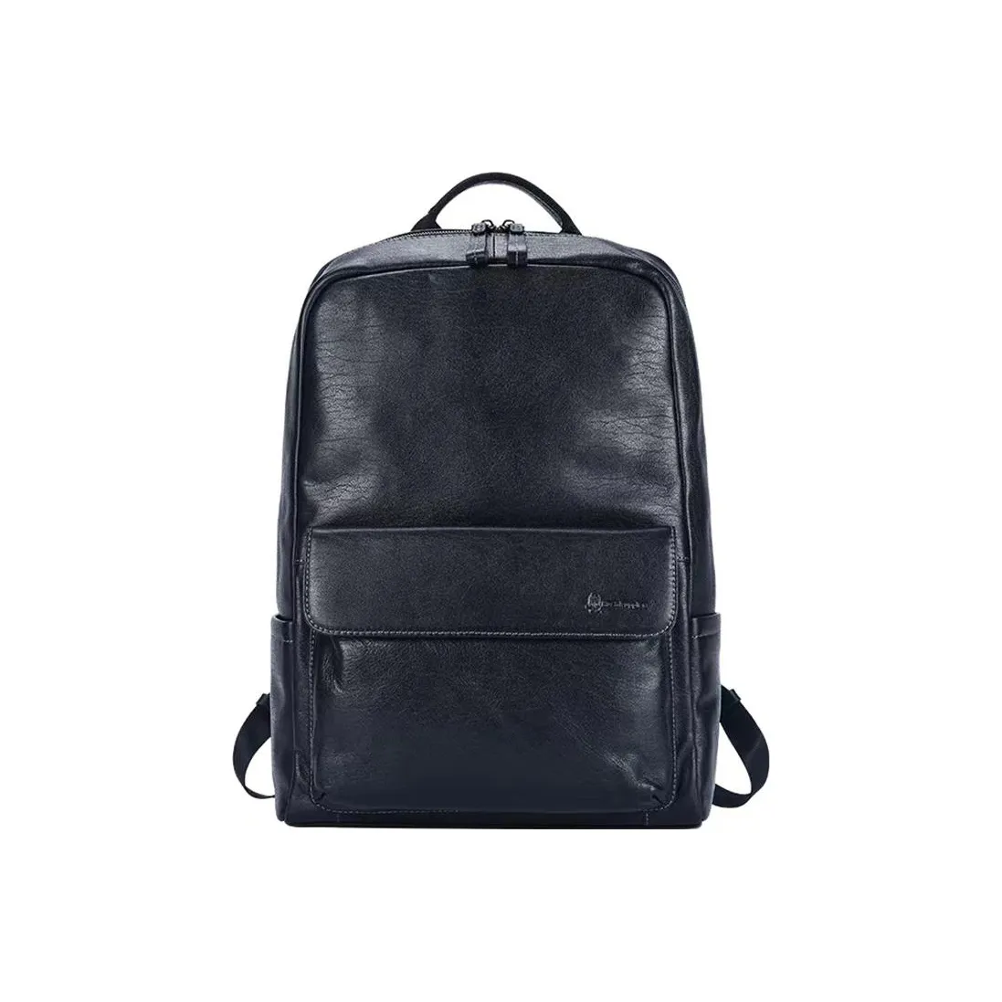 Hush Puppies Top Grain Cow Leather Backpack Large Size Men's Black