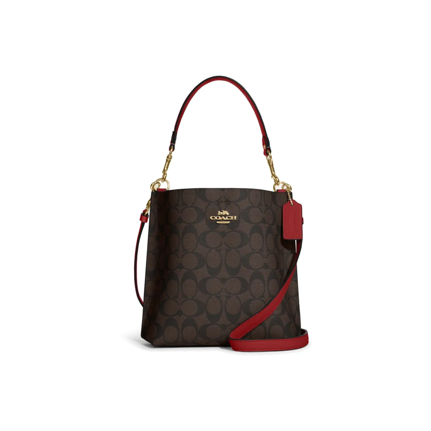 COACH Mollie Artificial Leather Bucket Bag, Handbag, Shoulder Bag, Crossbody Bag Trumpets Women's Brown