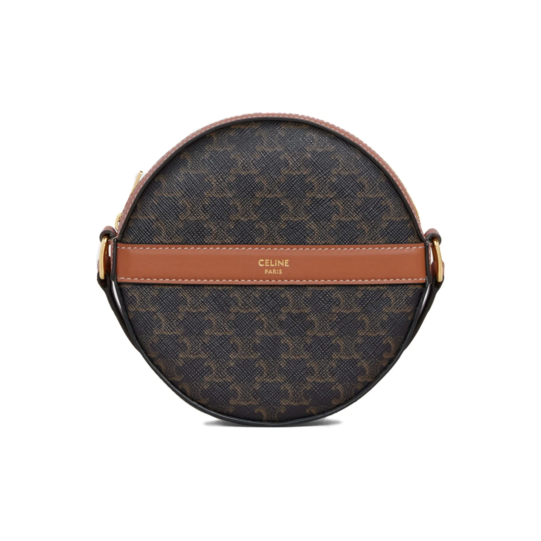CELINE Triomphe Canvas With Lambskin Round Bag Coin Purse Crossbody Bag Shoulder Bag Women's Black Brown