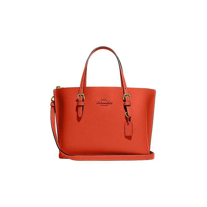 COACH Mollie Split Cow Leather Tote Bag, Shopping Bag, Shoulder Bag, Crossbody Bag, Handbag Women's Mango Yellow
