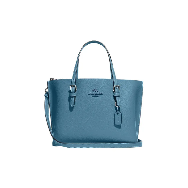 COACH Mollie Split Cow Leather Tote Bag, Shopping Bag, Shoulder Bag, Crossbody Bag, Handbag 25 Women's Pacific Blue
