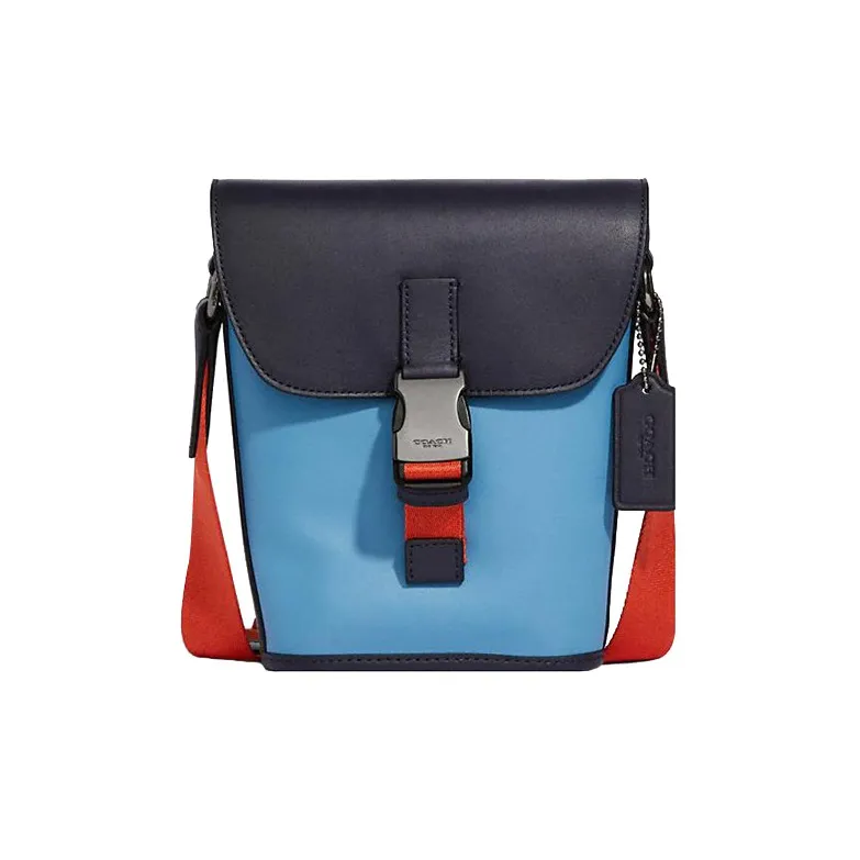COACH Track Cow Leather Shoulder Bag, Crossbody Bag Trumpets Men's Pacific Blue
