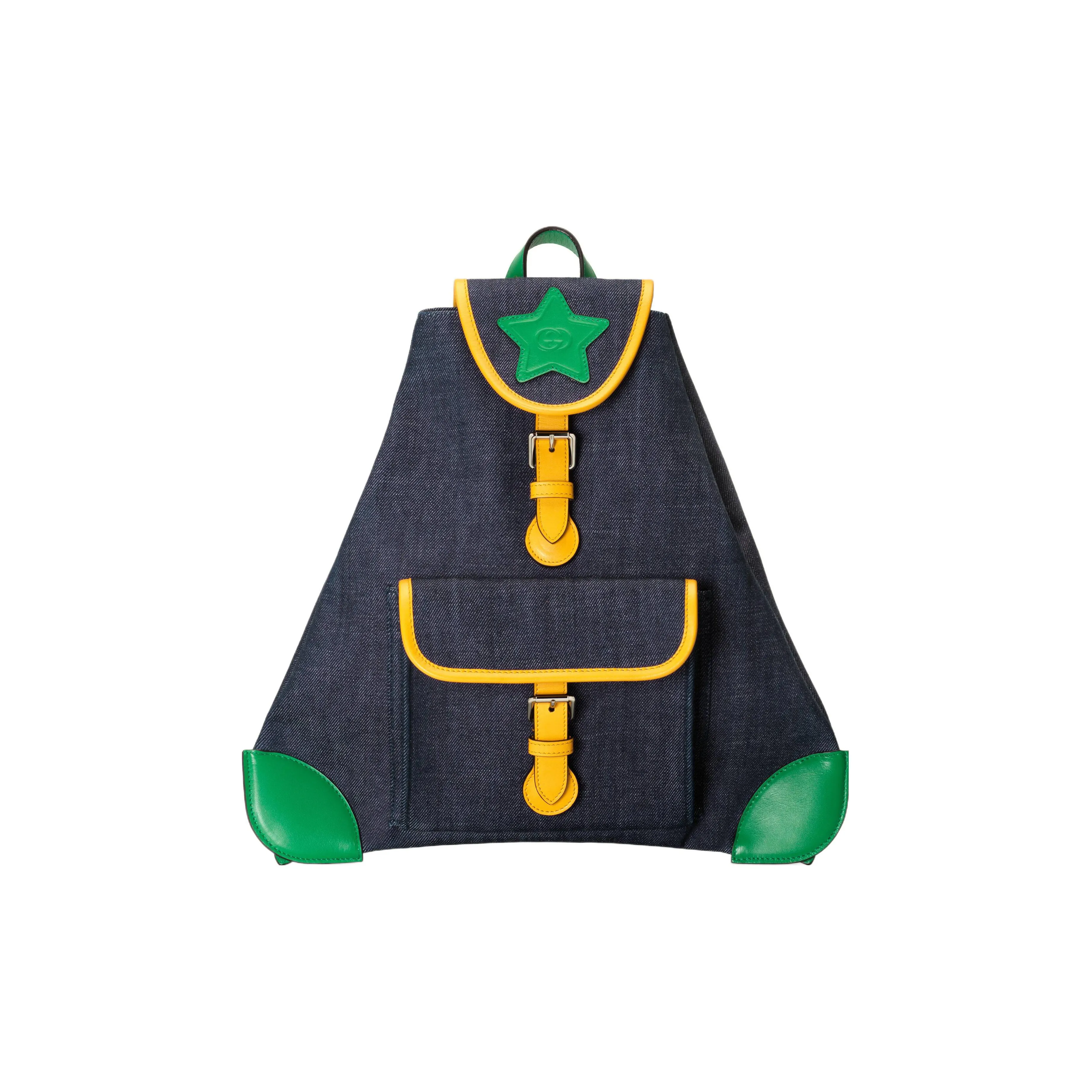 GUCCI Denim Backpack Regular Kids' Dark Blue \ Yellow \ Green