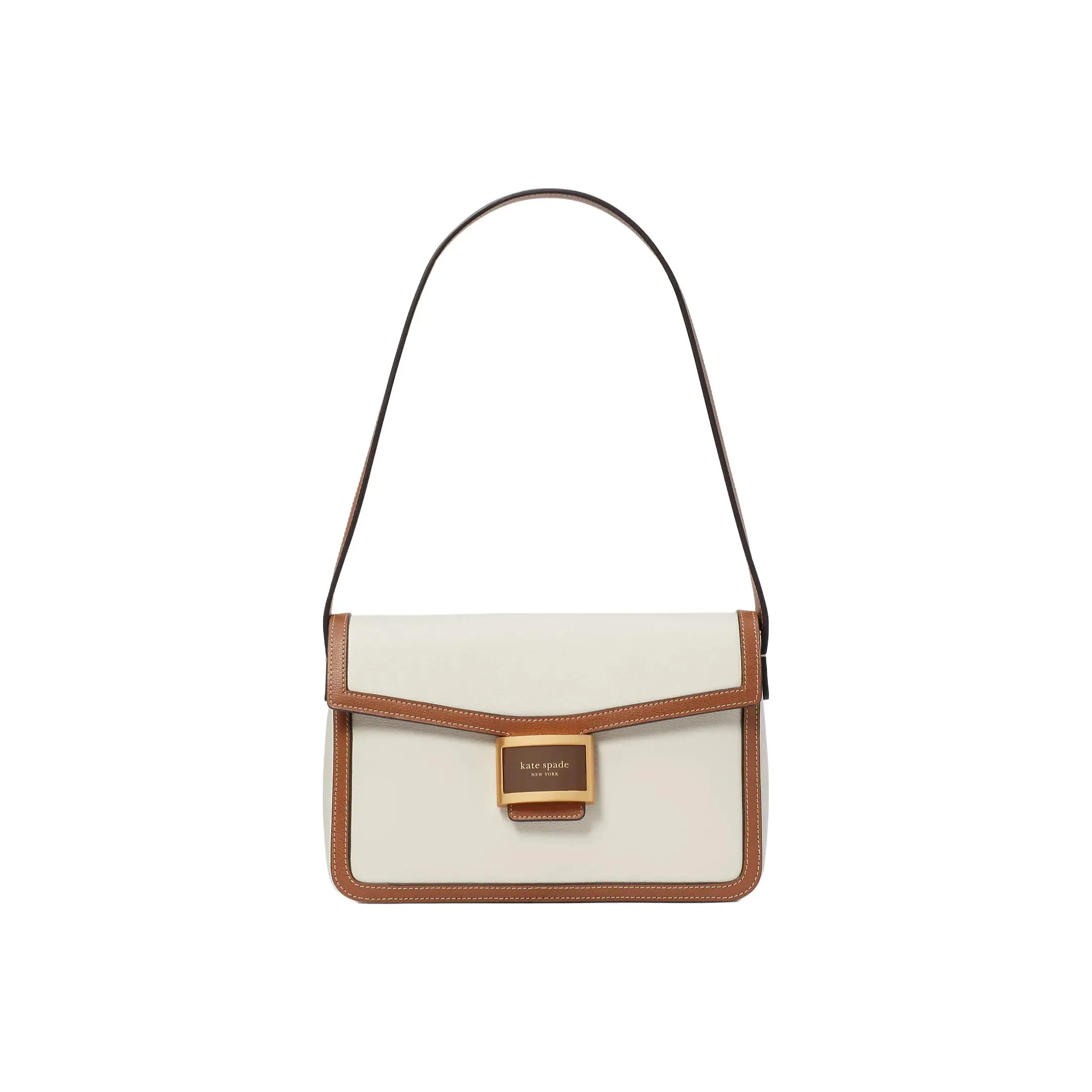 Kate Spade Katy Leather Handbag, Shoulder Bag Medium Size Women's White & Brown
