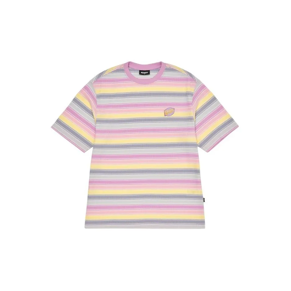 NERDY Круглый вырез Облегающая Короткая рукавная рубашка Унисекс Розовая