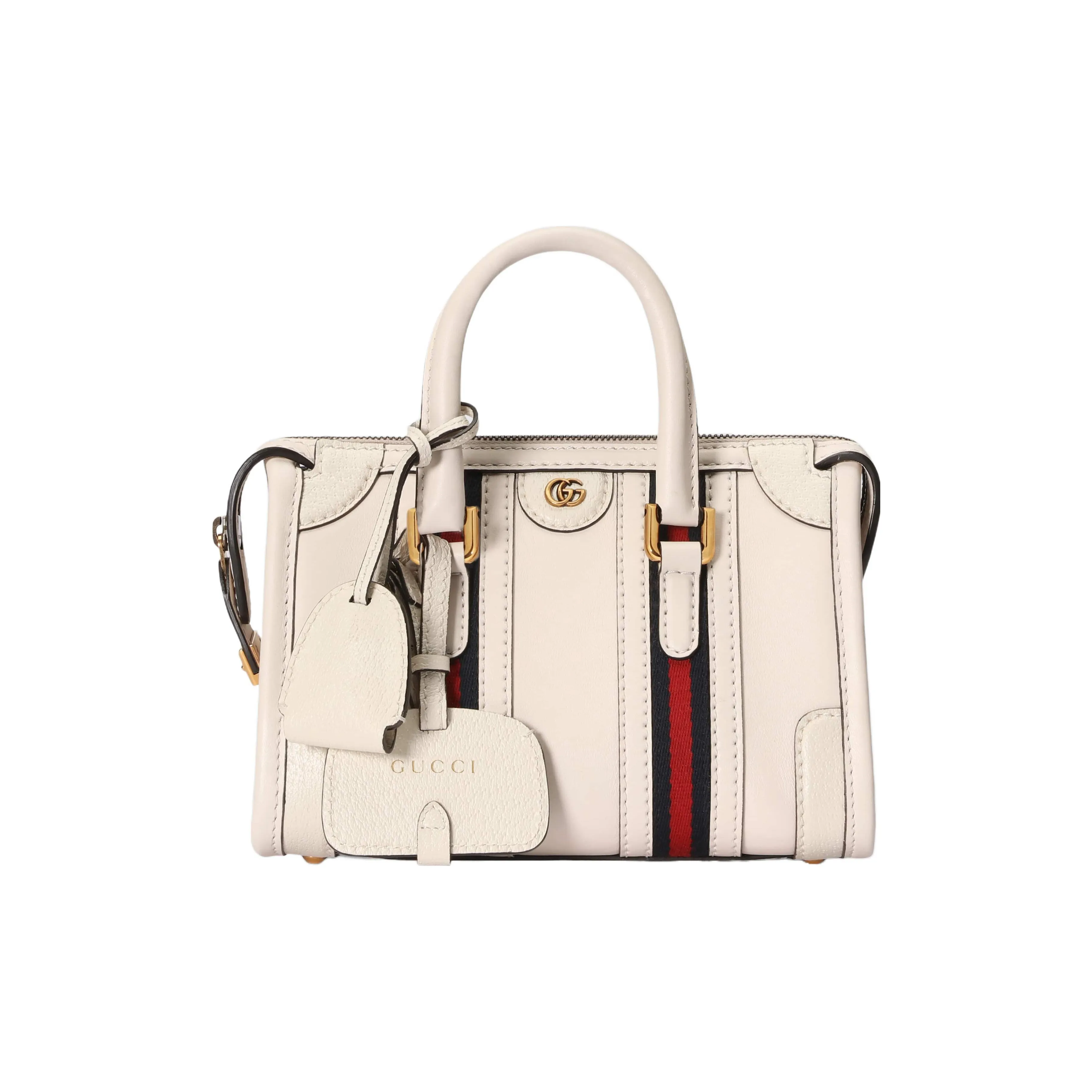 GUCCI Smooth Finish Leather Travel Bag, Shoulder Bag, Crossbody Bag, Handbag Mini Women's White