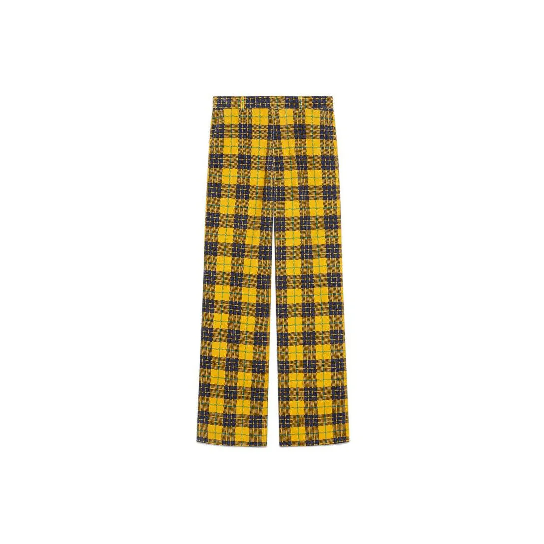 GUCCI Straight Leg Checked Tartan Cotton Trousers