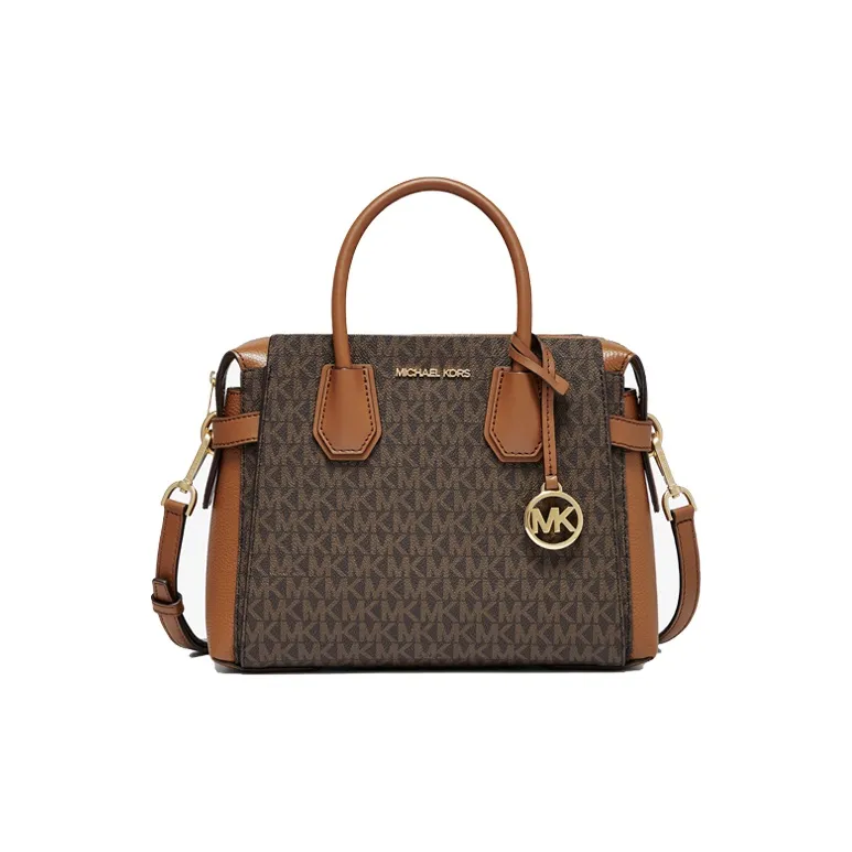 MICHAEL KORS Mercer Cow Leather Handbag Trumpets Women's Dark Brown/Acorn Brown