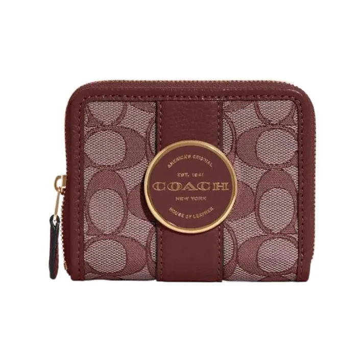COACH Lonnie Fabric With Leather Clutch Wallet Women's Burgundy