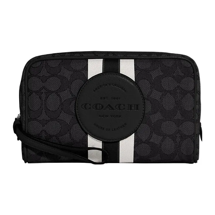 COACH Dempsey Кожа Запястье Сумка Makeup Bag Маленькая Женская Черная