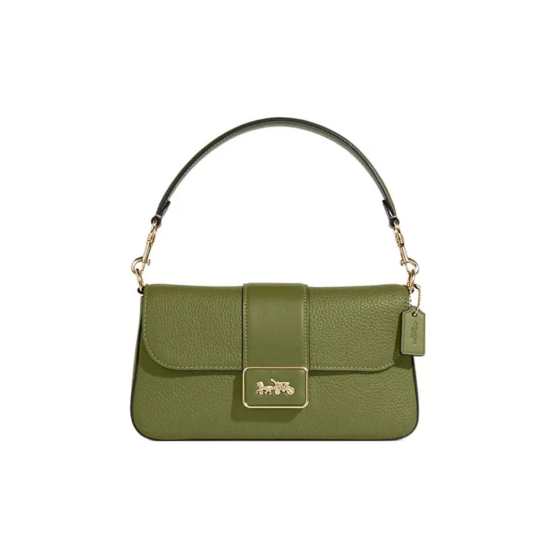 COACH Grace Cow Leather Shoulder Bag, Portable Crossbody Bag Women's Olive Green