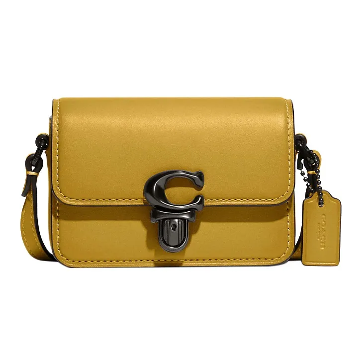 COACH Studio Коровья кожа с кожаными вставками Сумка через плечо Маленькая Женская Светло-желтая