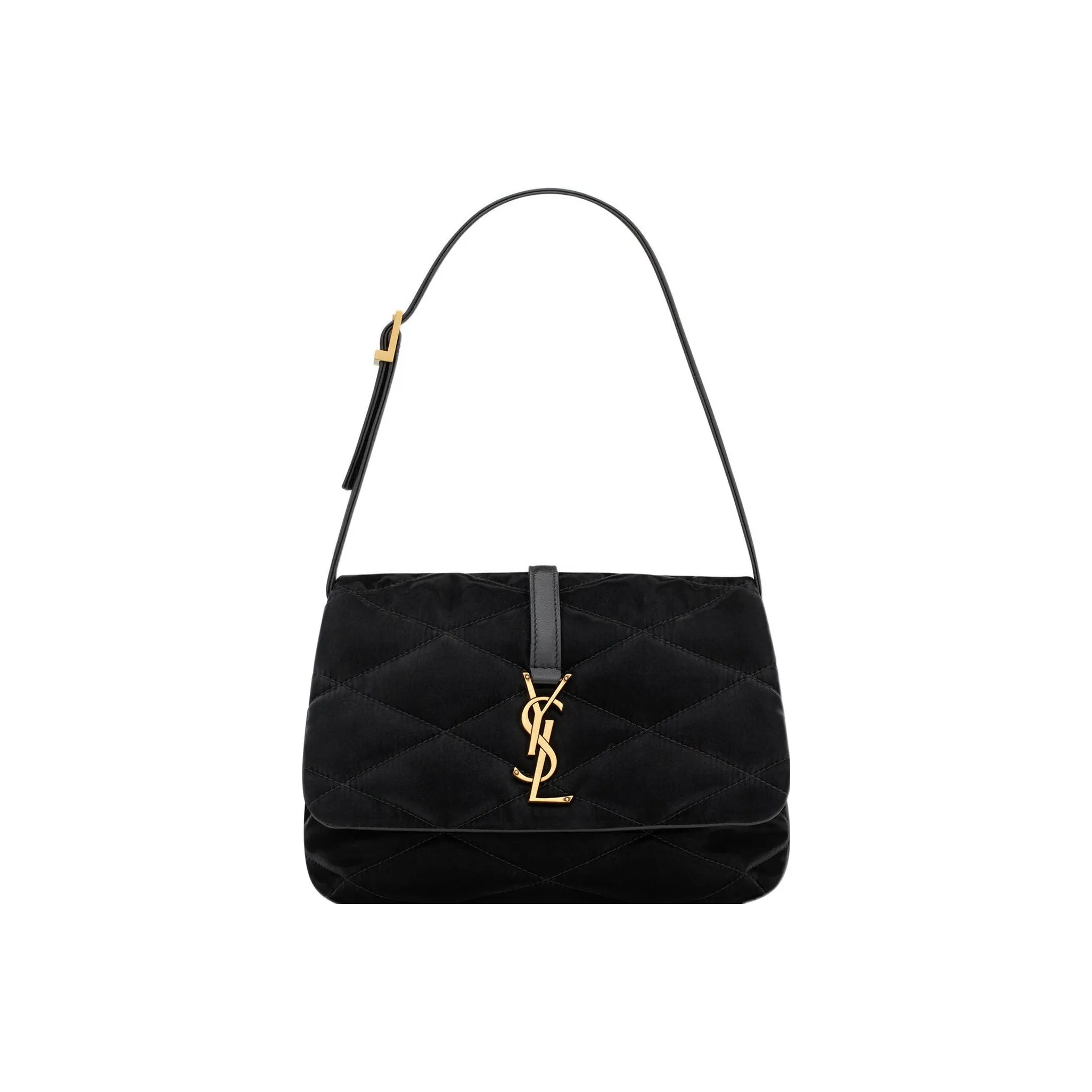 SAINT LAURENT Lacquered Finish Canvas With Lambskin Shoulder Bag, Handbag, Shoulder Bag Women's Black