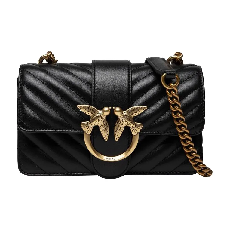 PINKO Puff Овчина с коровьей кожей Сумка через плечо Маленькая Женская Черная