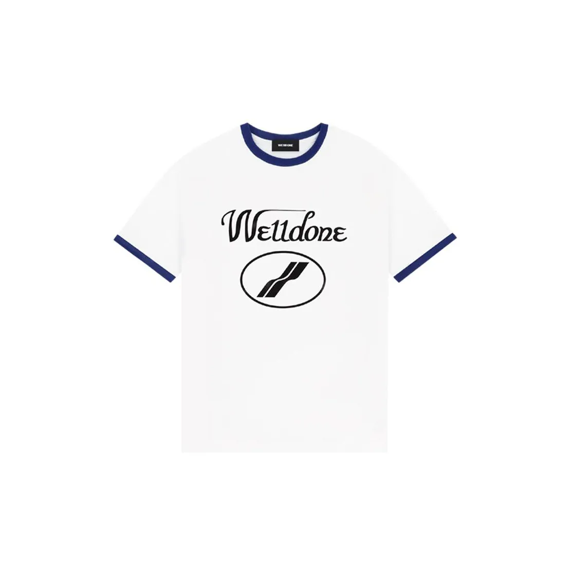 WE11DONE Cursive Logo Fitted Ringer T Shirt