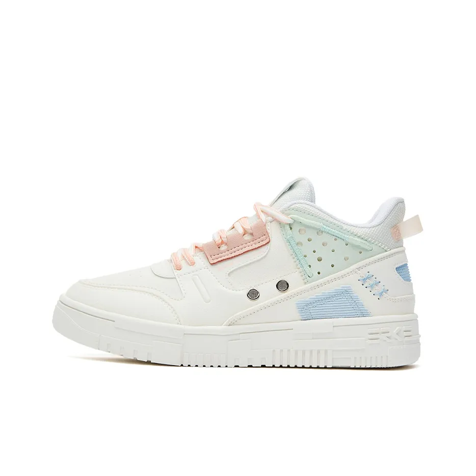 Erke Rise Thermal Slip Resistant And Abrasion Resistant Low Top Skateboard Shoes Women's White Gray Blue