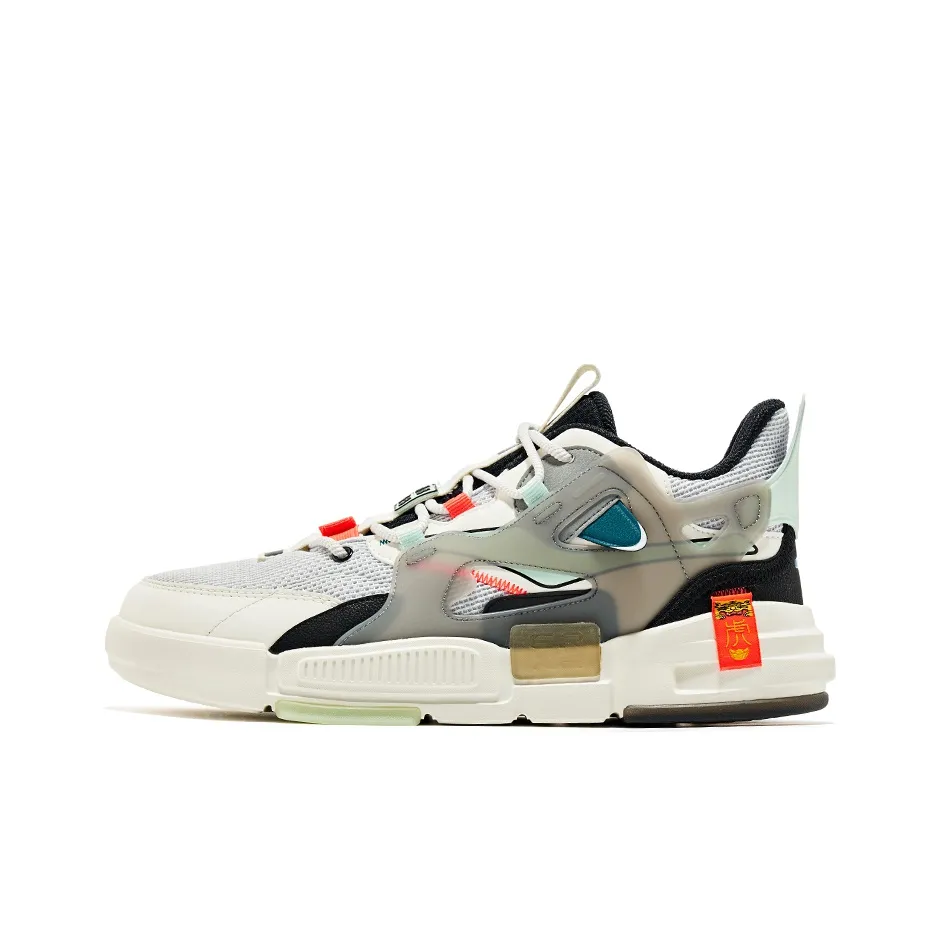 Erke Low-Top Skateboard Shoes Men's White Dew Gray Light Cool Green