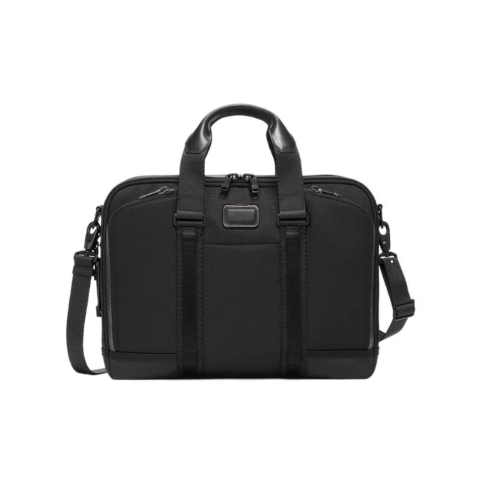 TUMI Alpha Bravo Ballistic Nylon With Leather Laptop Bags Briefcases Men's Black