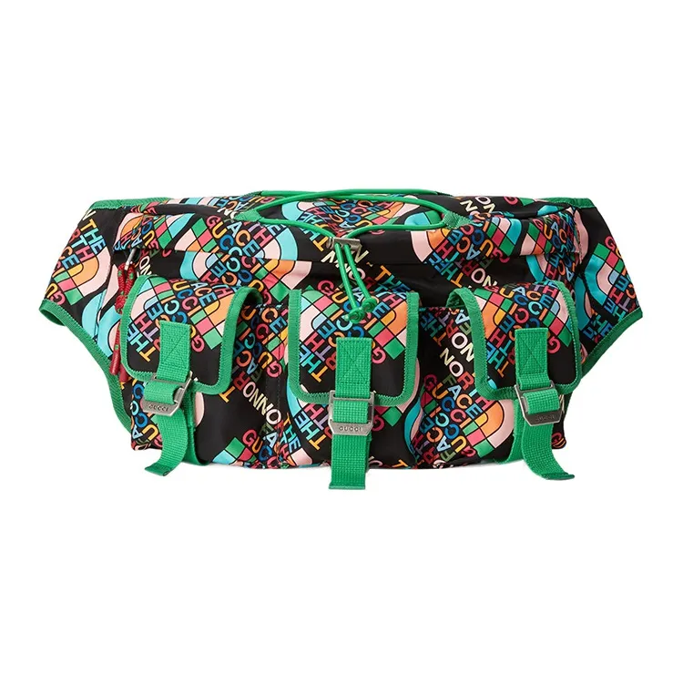 GUCCI The North Face Collaboration Nylon Sling Bag, Fanny Pack Tubas Men's Green/Black