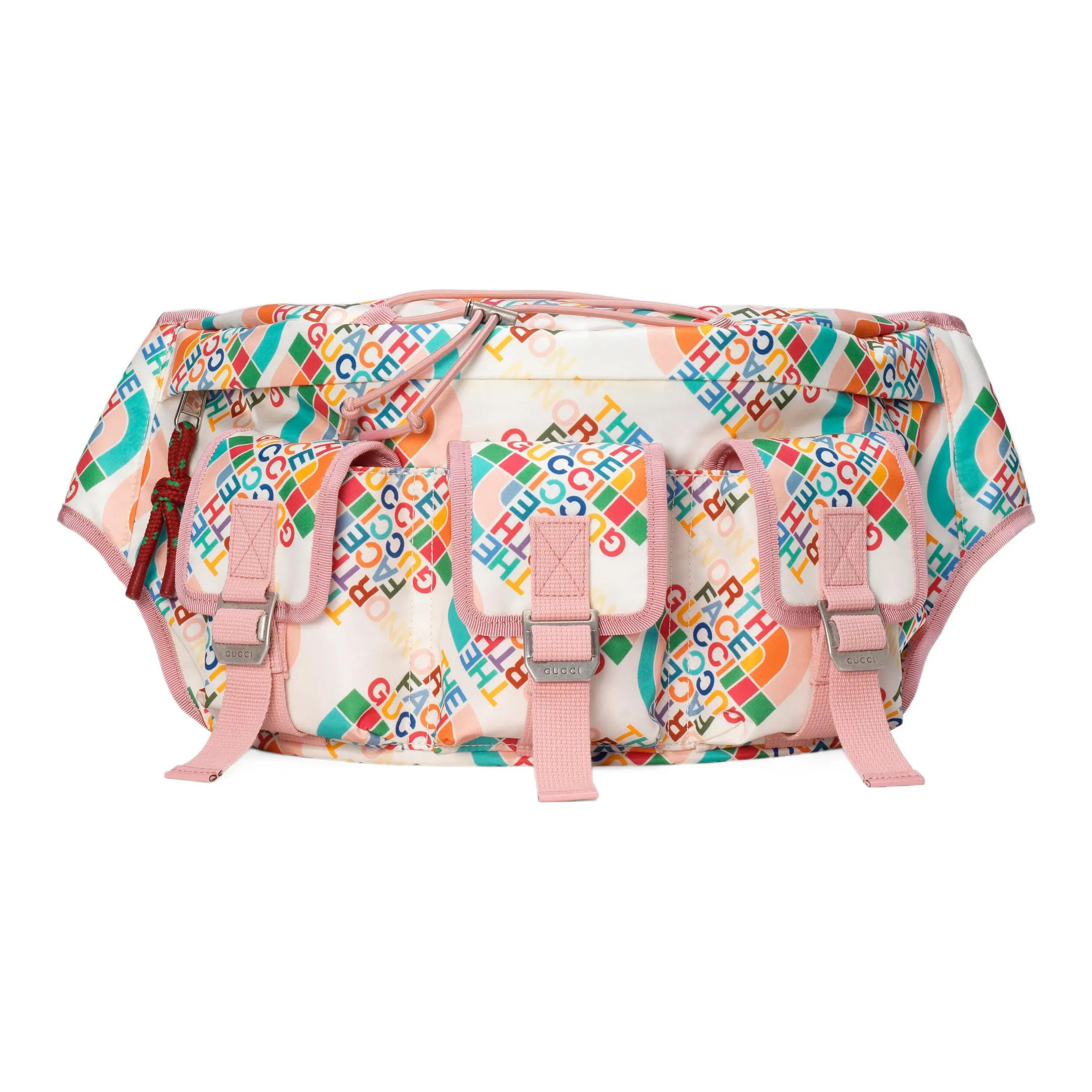 GUCCI The North Face Collaboration Nylon Shoulder Bag, Crossbody Bag, Sling Bag, Fanny Pack Tubas Men's White/Pink