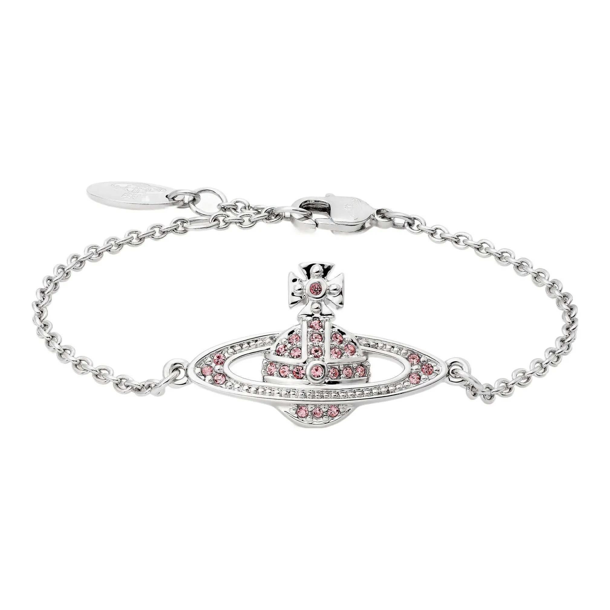 Vivienne Westwood Brass Crystal Bracelets Women's Pink Diamond Silver Вивьен Вествуд Латунь Кристалл Браслеты Женские Розовый Бриллиант Серебряный