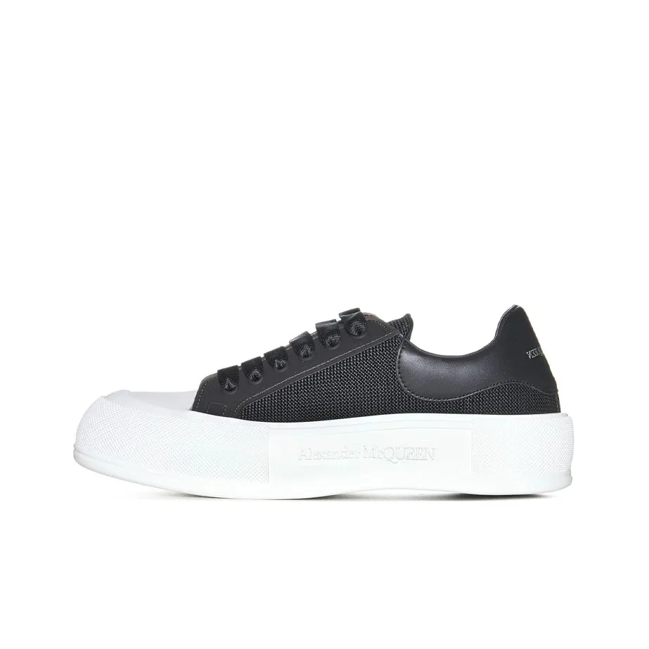 Alexander McQueen Deck Lace Up Plimsoll Sneakers 'Core Black White'