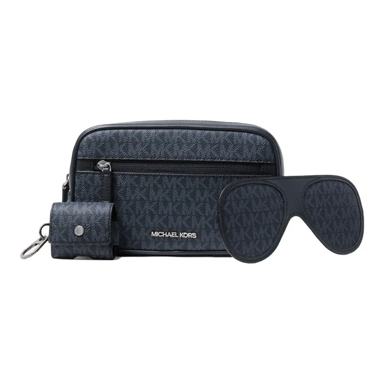 MICHAEL KORS Gifting Coated Canvas Camera Bag 3 in 1 Set Shoulder Bag Crossbody Bag Medium Size Men's Marine Blue