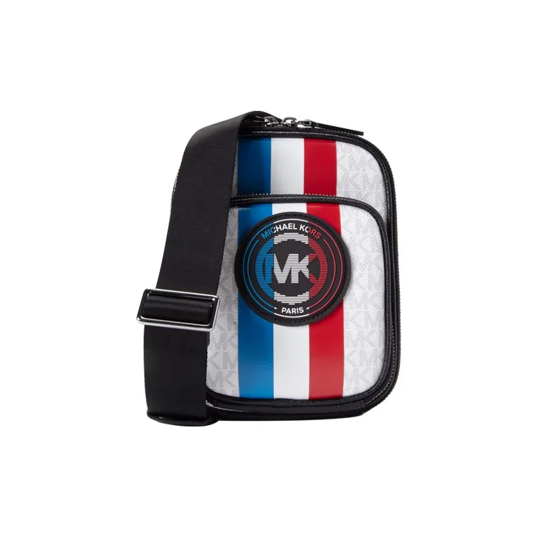 MICHAEL KORS MK Cooper Artificial Leather Shoulder Bag, Crossbody Bag Small Size Men's White/Black/Blue/Red