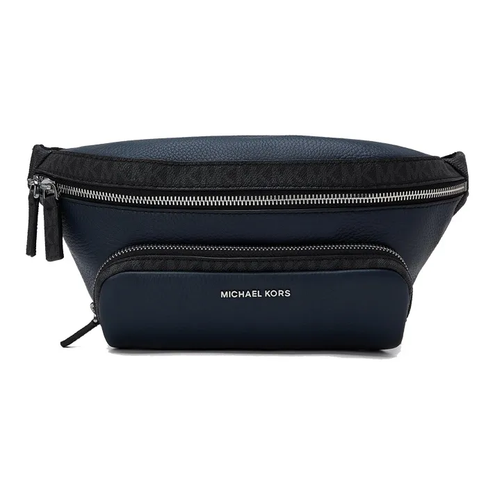 MICHAEL KORS MK Cooper Cow Leather Fanny Pack Men's Navy Blue/Black