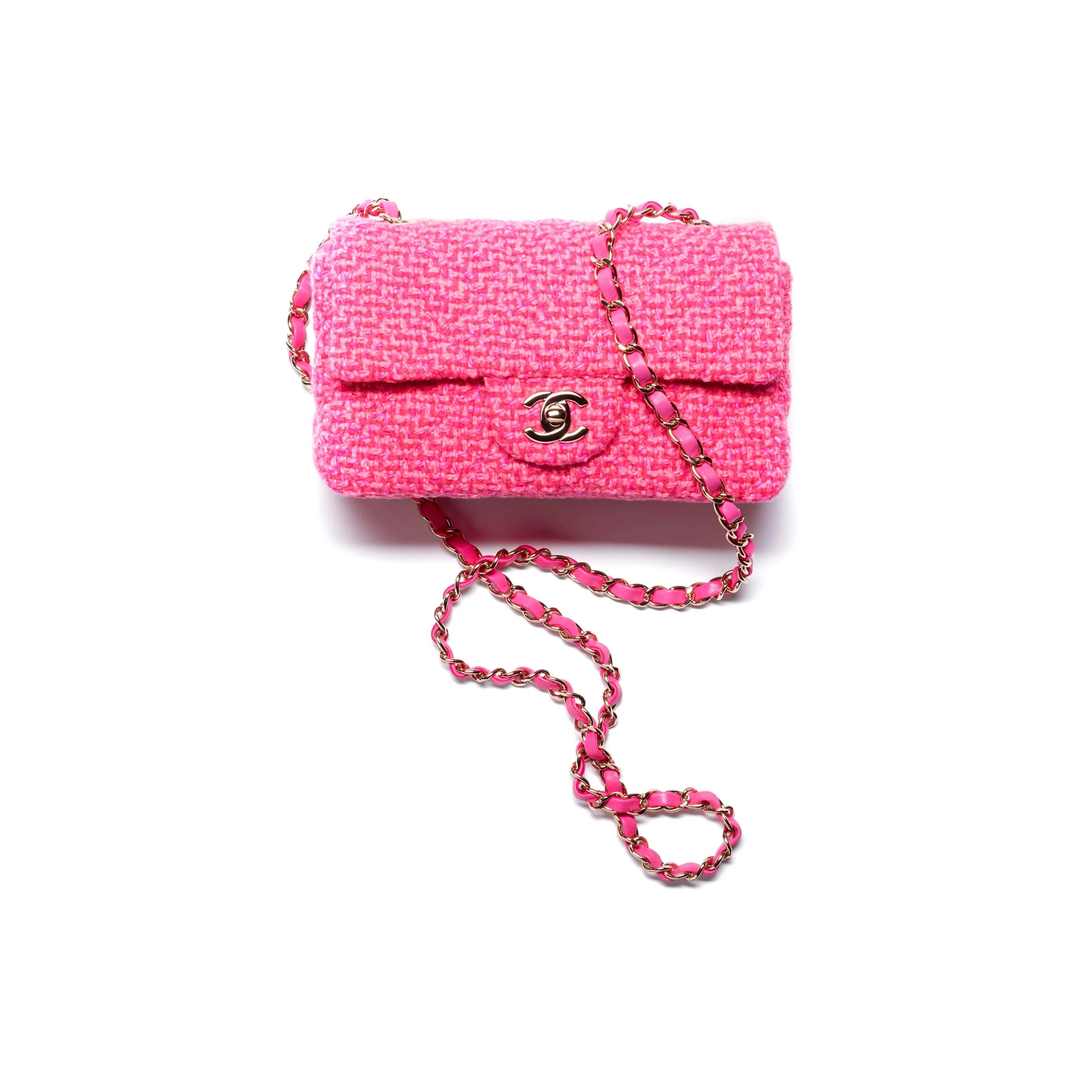 CHANEL Classic Flap CF Wool Twill Soft Woolen Shoulder Bag, Crossbody Bag Mini Women's Fuchsia
