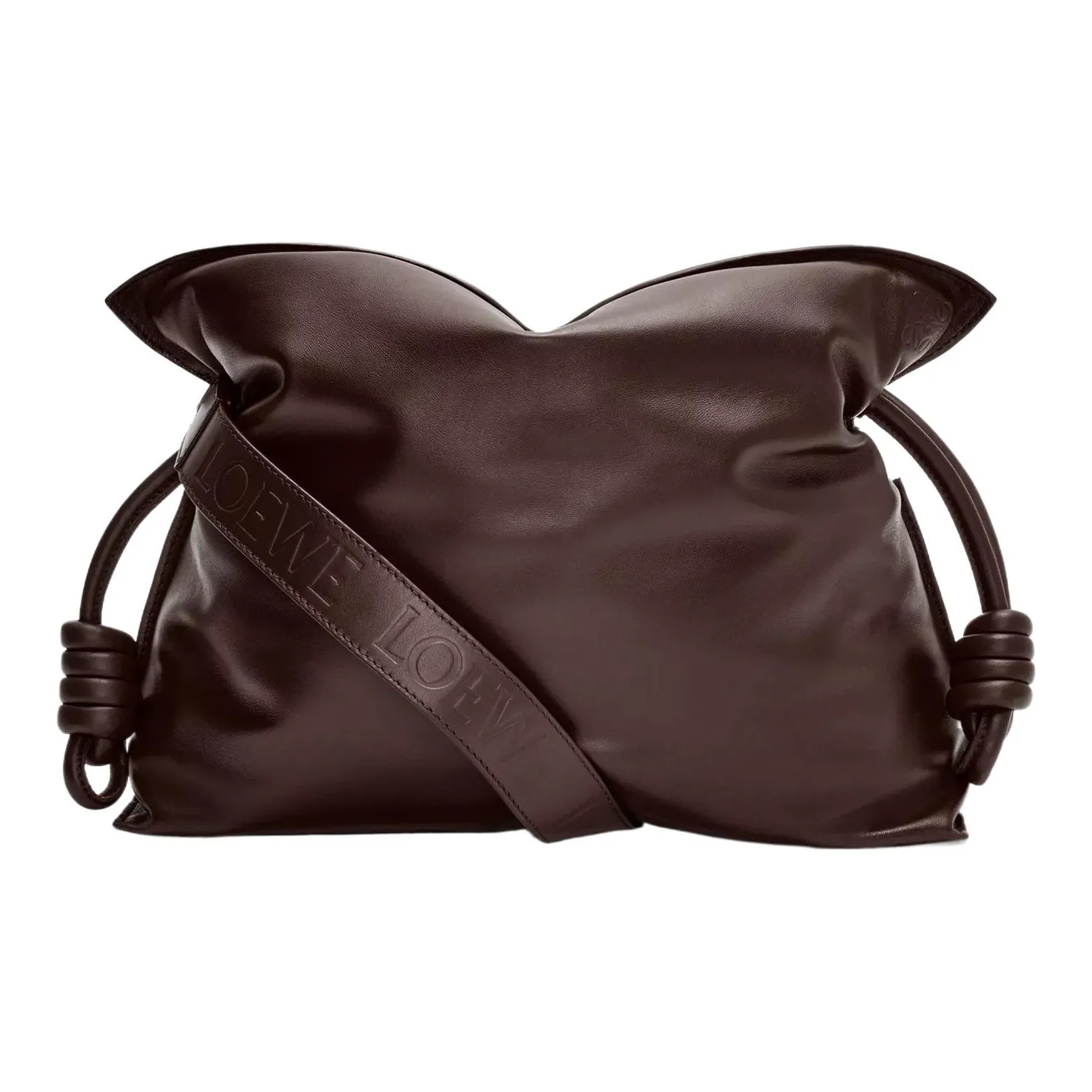 LOEWE Flamenco Bright Nappa Sheepskin One Shoulder Crossbody Clutch Regular Women's Dark Chocolate