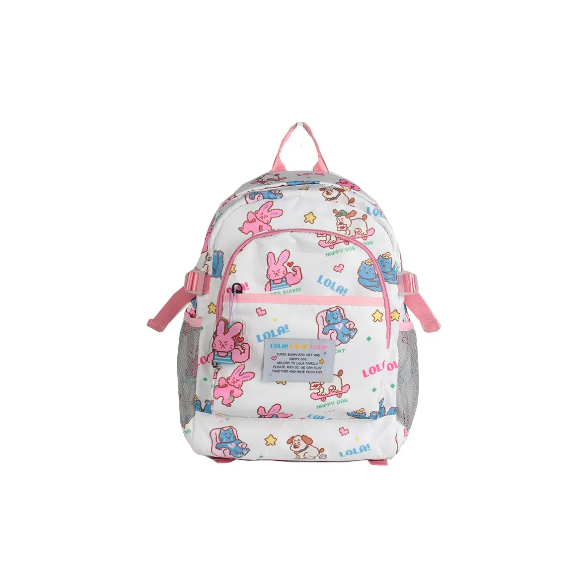 LOLA DESIGN Fabric Backpack Women's Milk White/Royal Blue