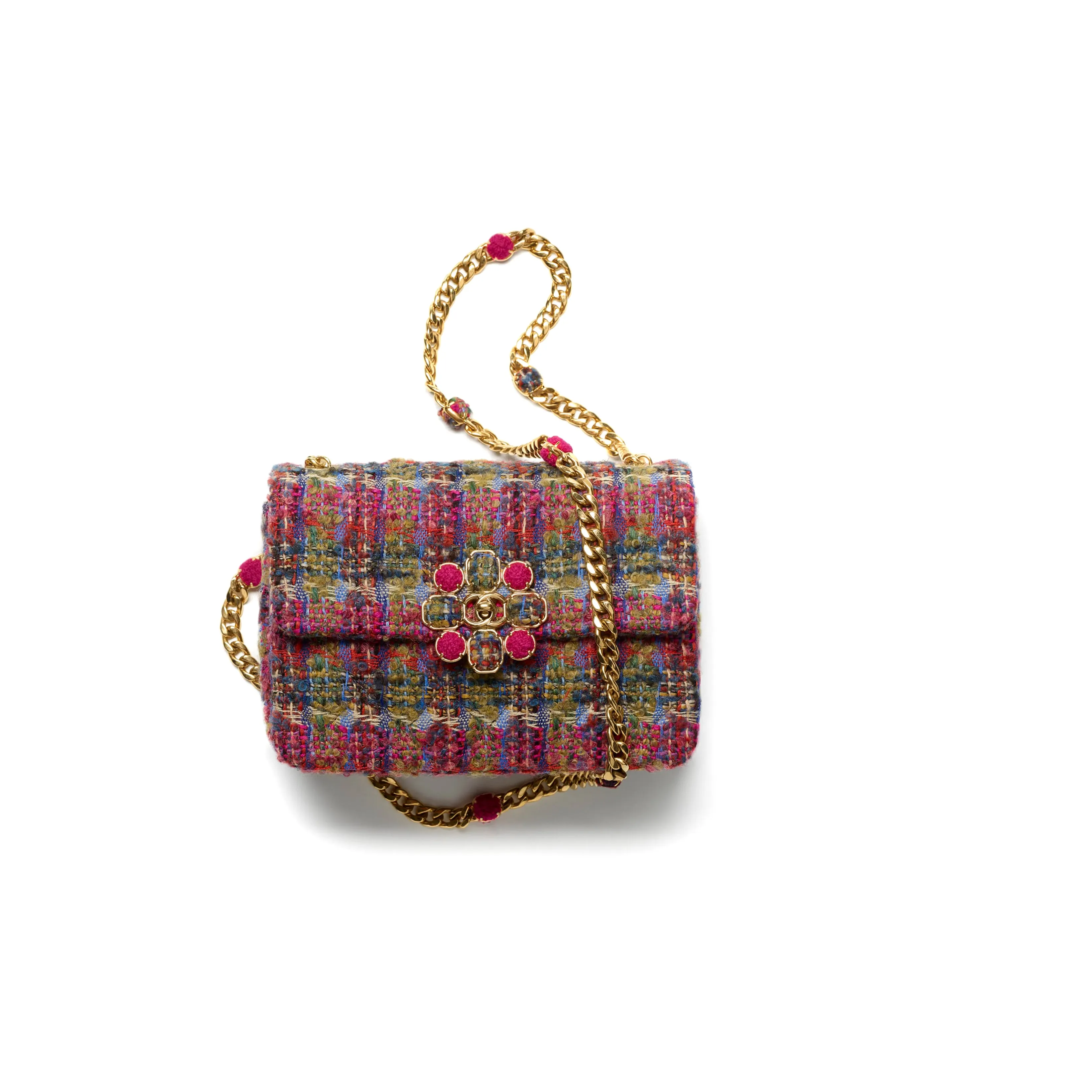 CHANEL 22K Autumn And Winter Wool Twill Soft Woolen Flap Bag, Shoulder Bag, Crossbody Bag Trumpets Women's Multicolor