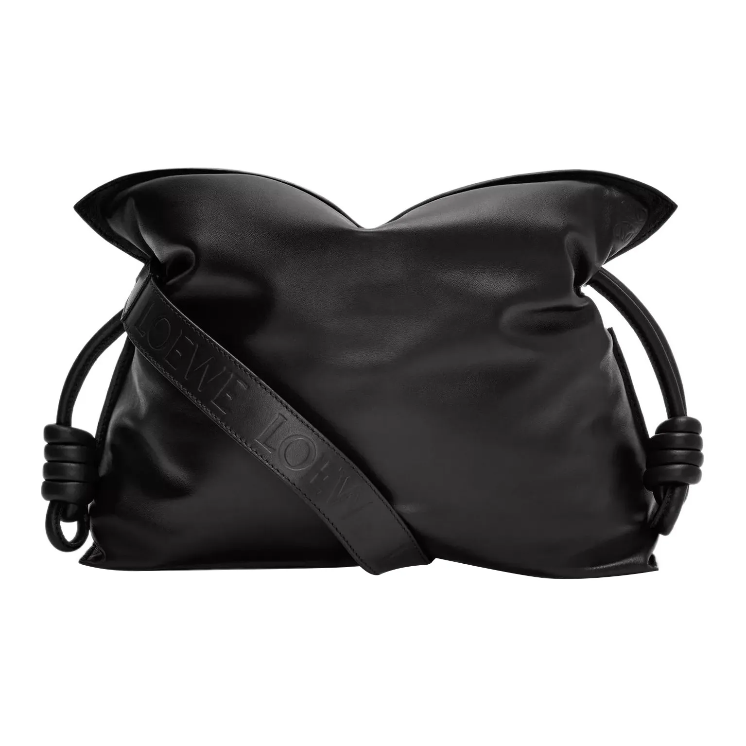 LOEWE Puffer Flamenco Clutch In Shiny Nappa Lambskin Black