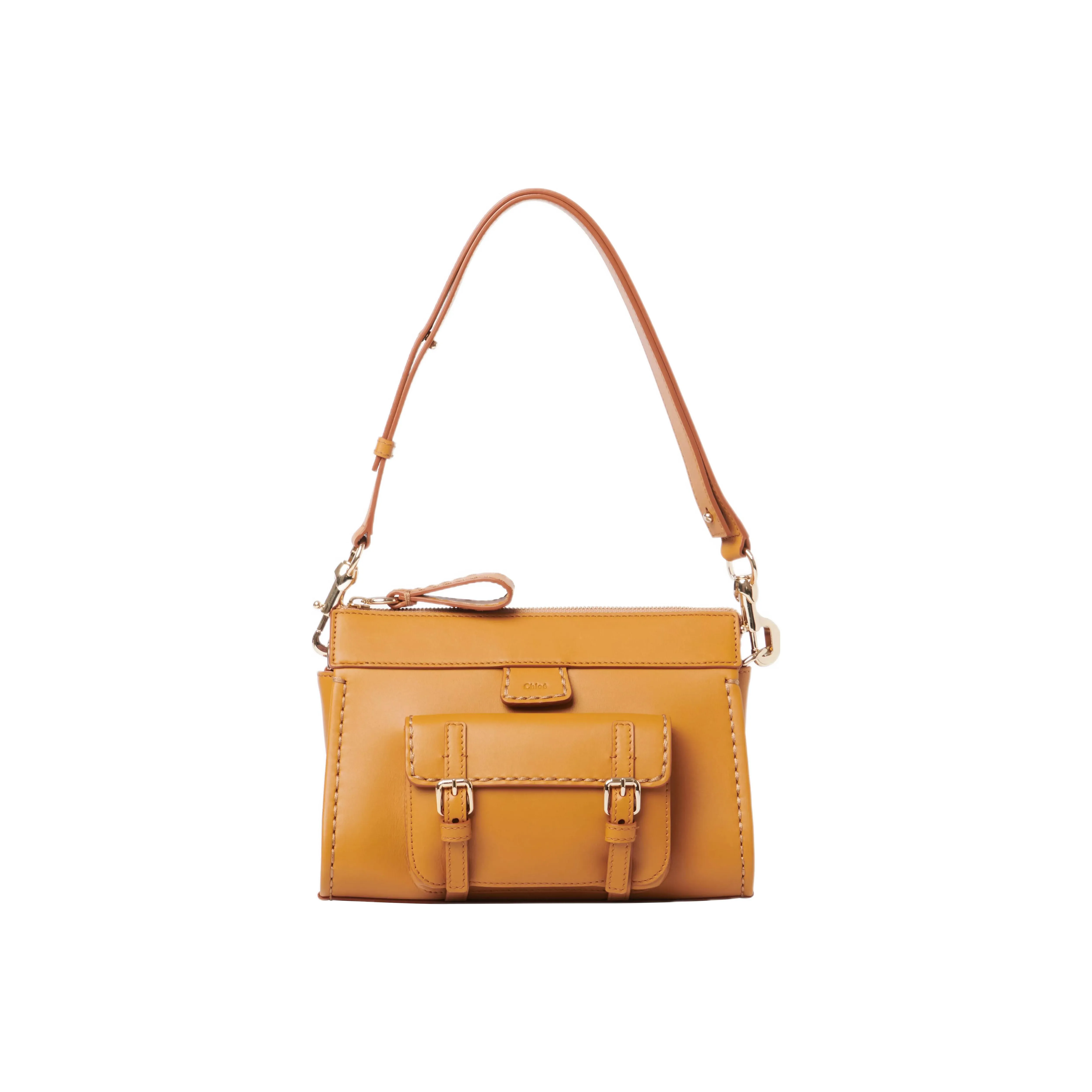 Chloe Edith Shiny Calfskin Portable Crossbody Bag, Shoulder Bag Women's Brown