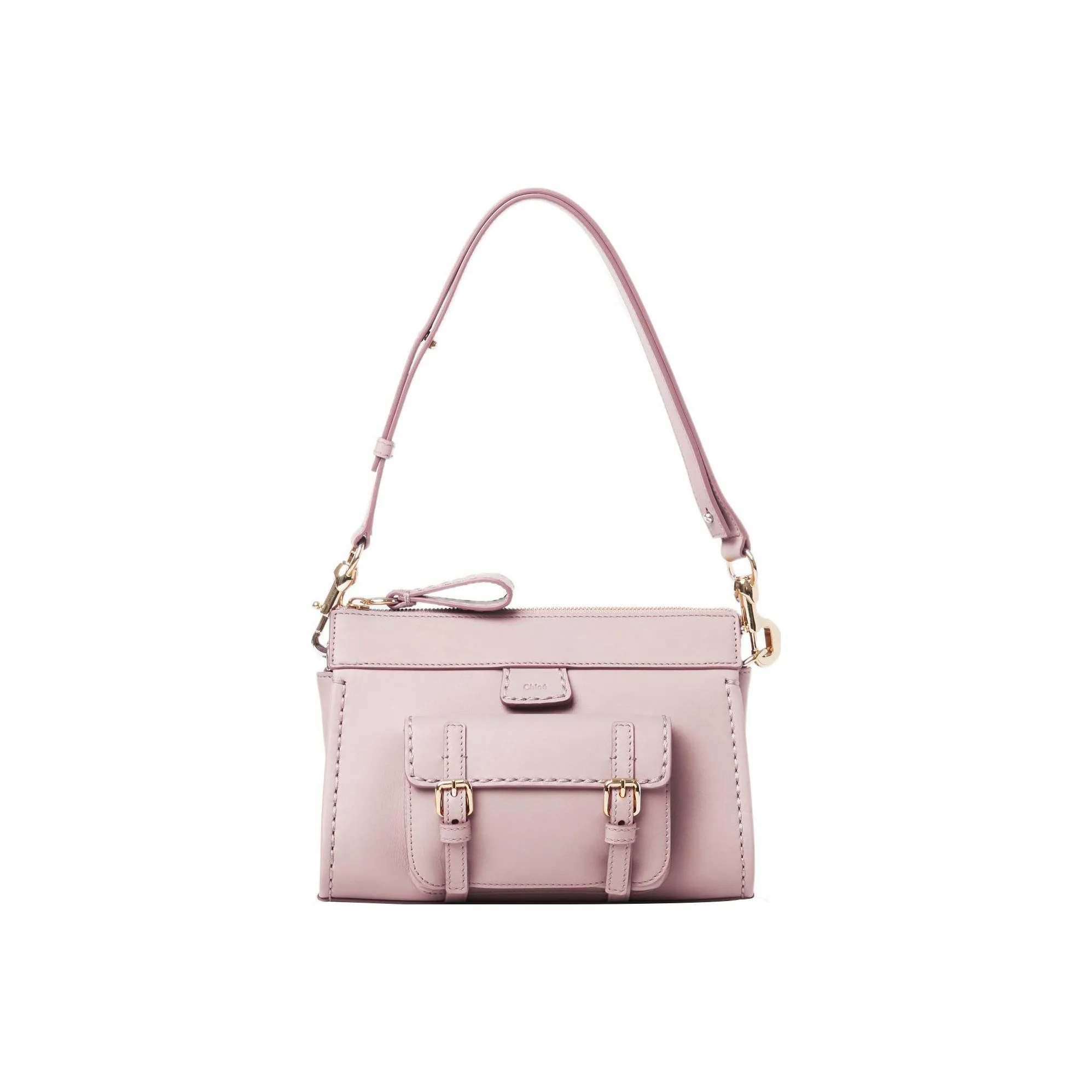 Chloe Edith Shiny Calfskin Portable Crossbody Bag, Shoulder Bag Women's Pink