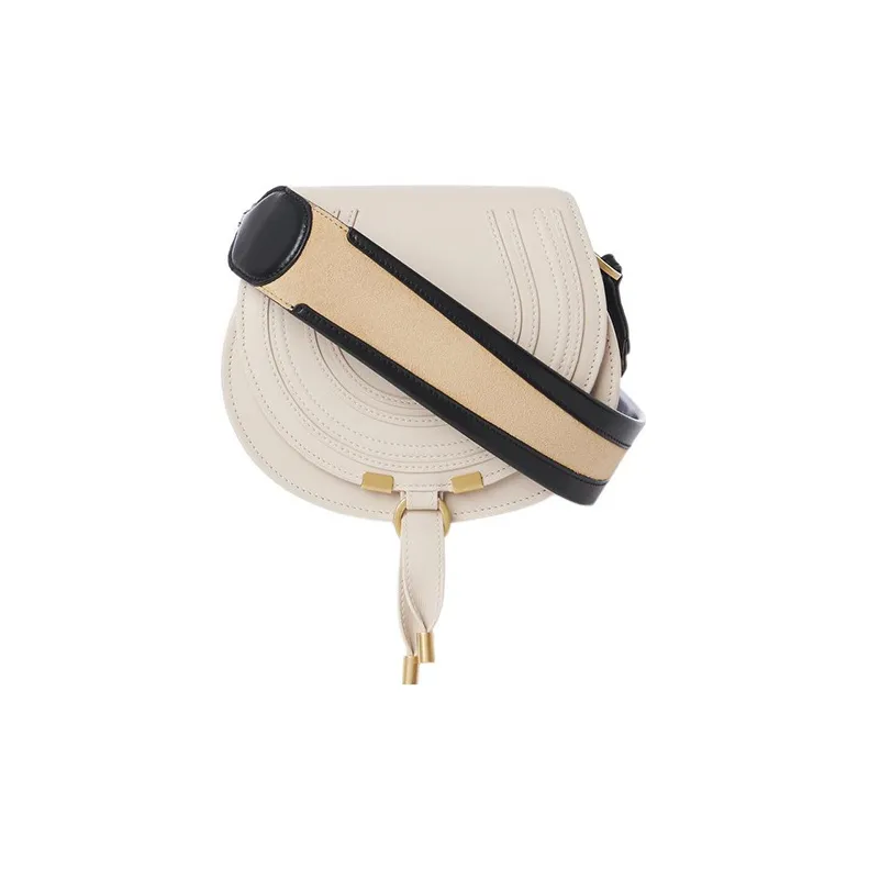 chloe Veste Marcie Calfskin Saddle Bag, Shoulder Bag, Crossbody Bag Trumpets Women's Beige/Nude