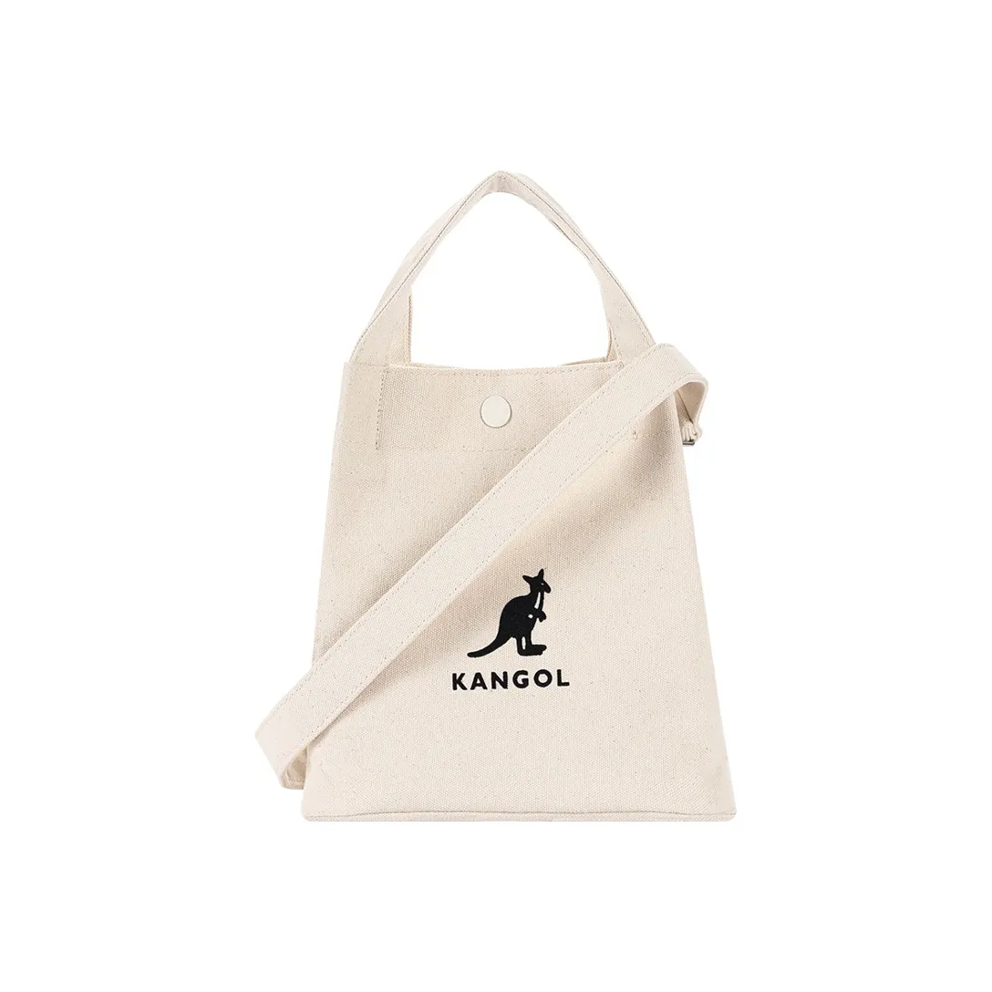 KANGOL Холст Маленькая Квадратная Сумка Холст Сумка Сумка через плечо Сумка через плечо Средняя Женская Экрю Черная