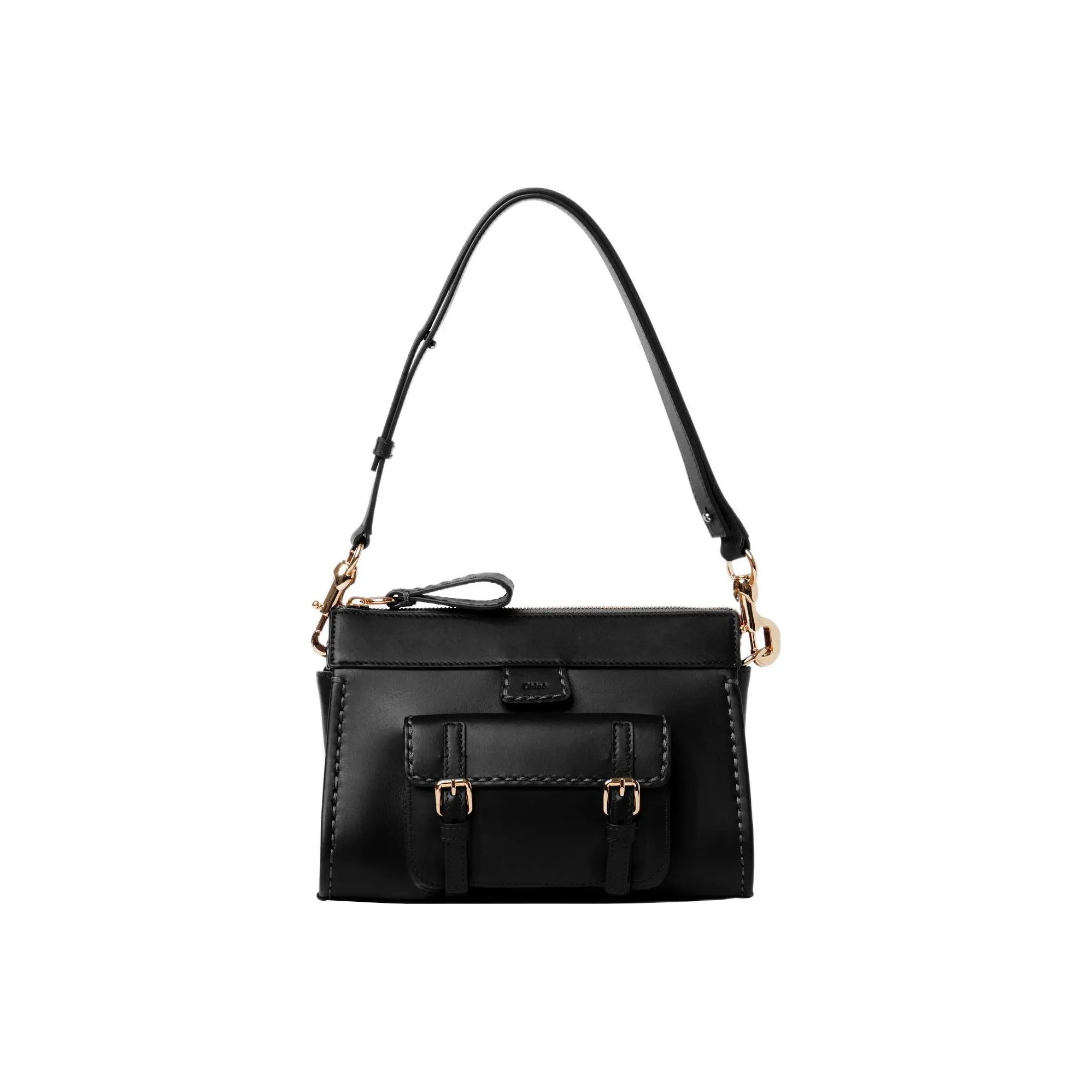 Chloe Edith Shiny Calfskin Portable Crossbody Bag, Shoulder Bag Women's Black
