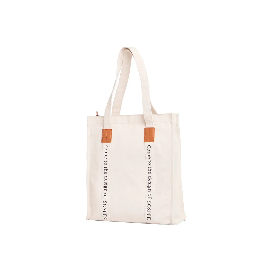 SOSITE Canvas Bag, Tote Bag, Shopping Bag, Commute Bag, Shoulder Bag Women's Ecru